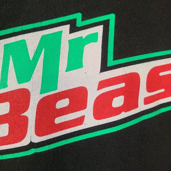 Mr Beast Hoodie L Unisex Black Cotton Blend Front Back Graphics Distressed - Picture 10 of 11